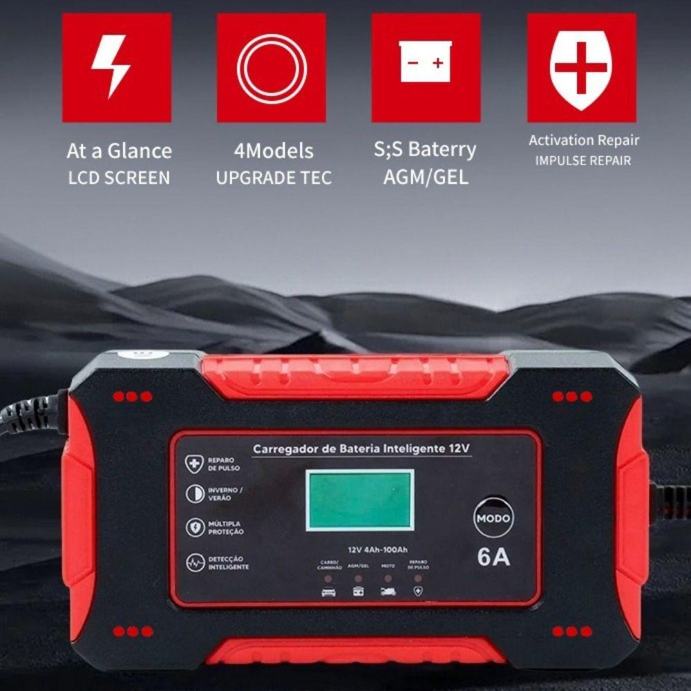 Intelligent Charging Motorcycle Battery Charger 12V 6A Battery Repair Charger  Vehicle Repair