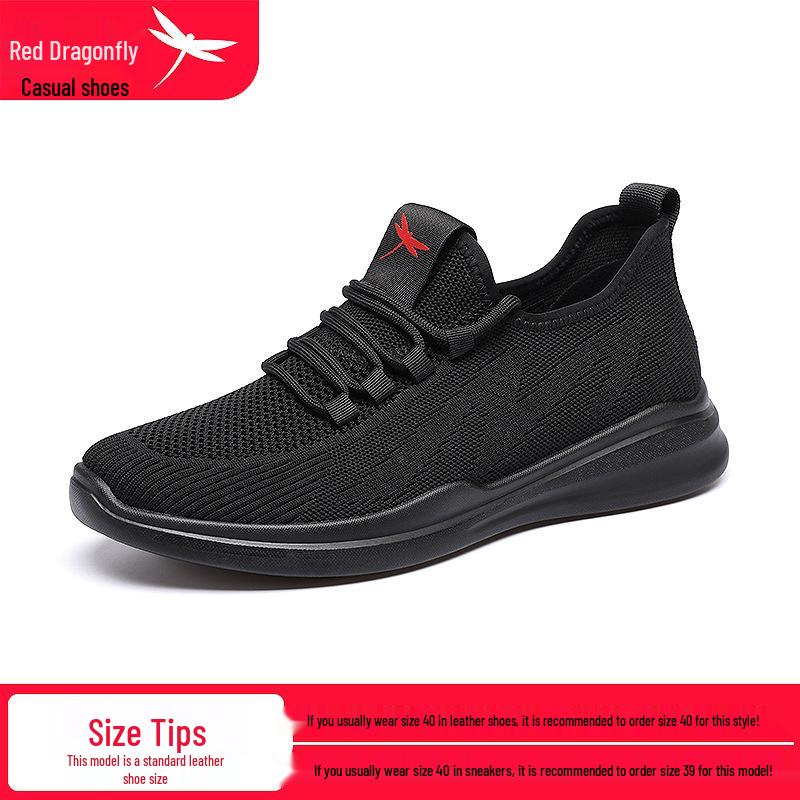 Red Dragonfly Men s Flyknit Mesh Casual Sports Running Shoes - Spring 2025 Collection 44 чёрный