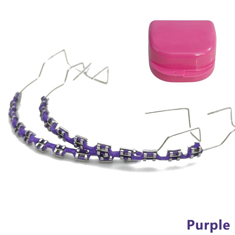 1 წყვილი სტომატოლოგიური ყალბი ბრეკეტები, დროებითი კბილის დეკორაცია კაუჭით და ლითონის მავთულებით, ფერადი მეტალის ბრეკეტი, ლიგატურული შესაკრავები, სტომატოლოგიური ხელსაწყოები