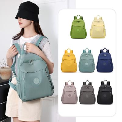Solid Color Backpack Women Commuter Large Capacity Nylon Lightweight Backpack