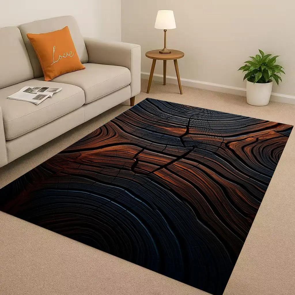 Classic Wood Grain Tree Growth Ring Brown Gray Living Room Non-Slip Area Rug Carpet For Bedroom Playroom Sofa,Home Decor Doormat