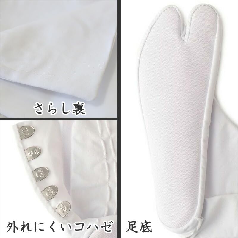 Fukusuke Cotton Calico Tabi Tabi Socks with Sarashi 100 Sizes Fukusuke Size Socks, 5-Ply Lace-Up Lining, Wave-Shaped, Available, Fit, White, 7052-000,