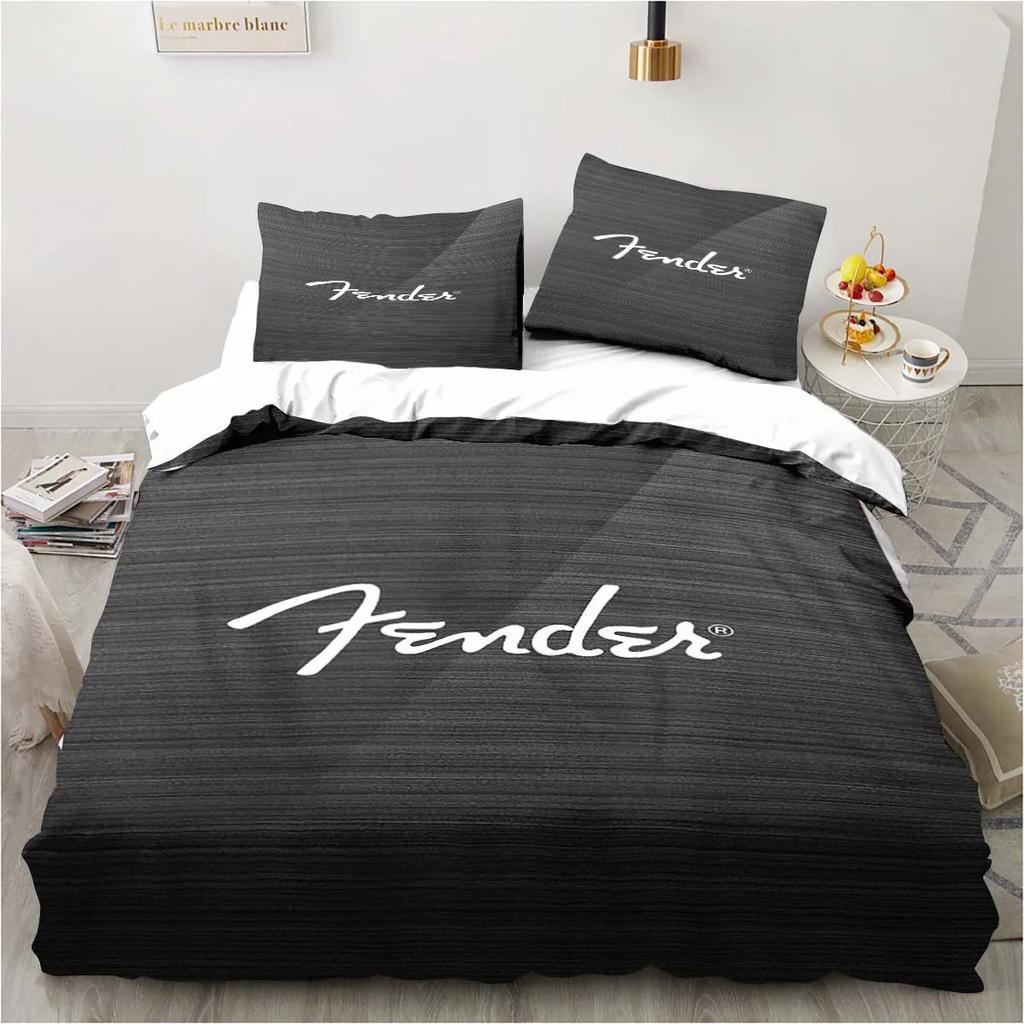 Set Biancheria da Letto 3 Pezzi Piumone Fender Letto Singolo Musicale Set Chitarra Copripiumone Letto Matrimoniale King Tessile per la Casa
