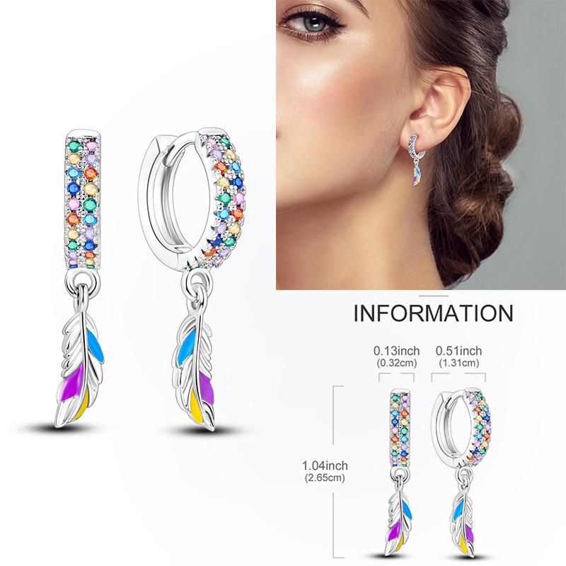 925 Silver Hoop Earring Moon Sun Earring Pendent Zircon Heart Shape Star Eardrop For Women Girl Making Jewelry
