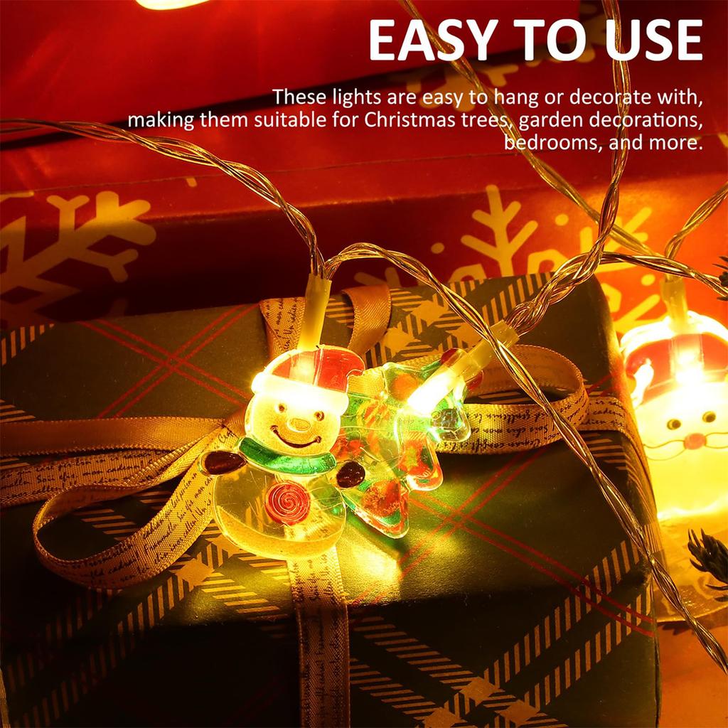1.5M Christmas LED String Lights Tree Battery Garden Decoration Colorful Light Warm Snowmen Santa Strings White Home Stake For
