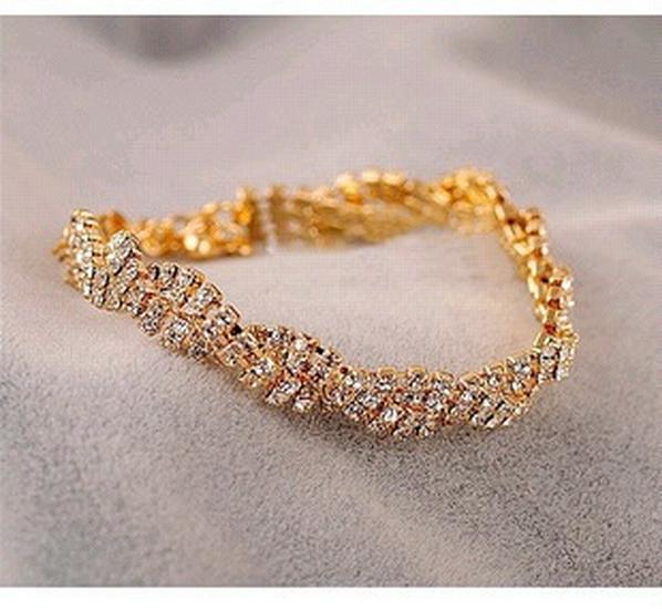 Korean Fashion Rhinestone Woven Cross Bracelet