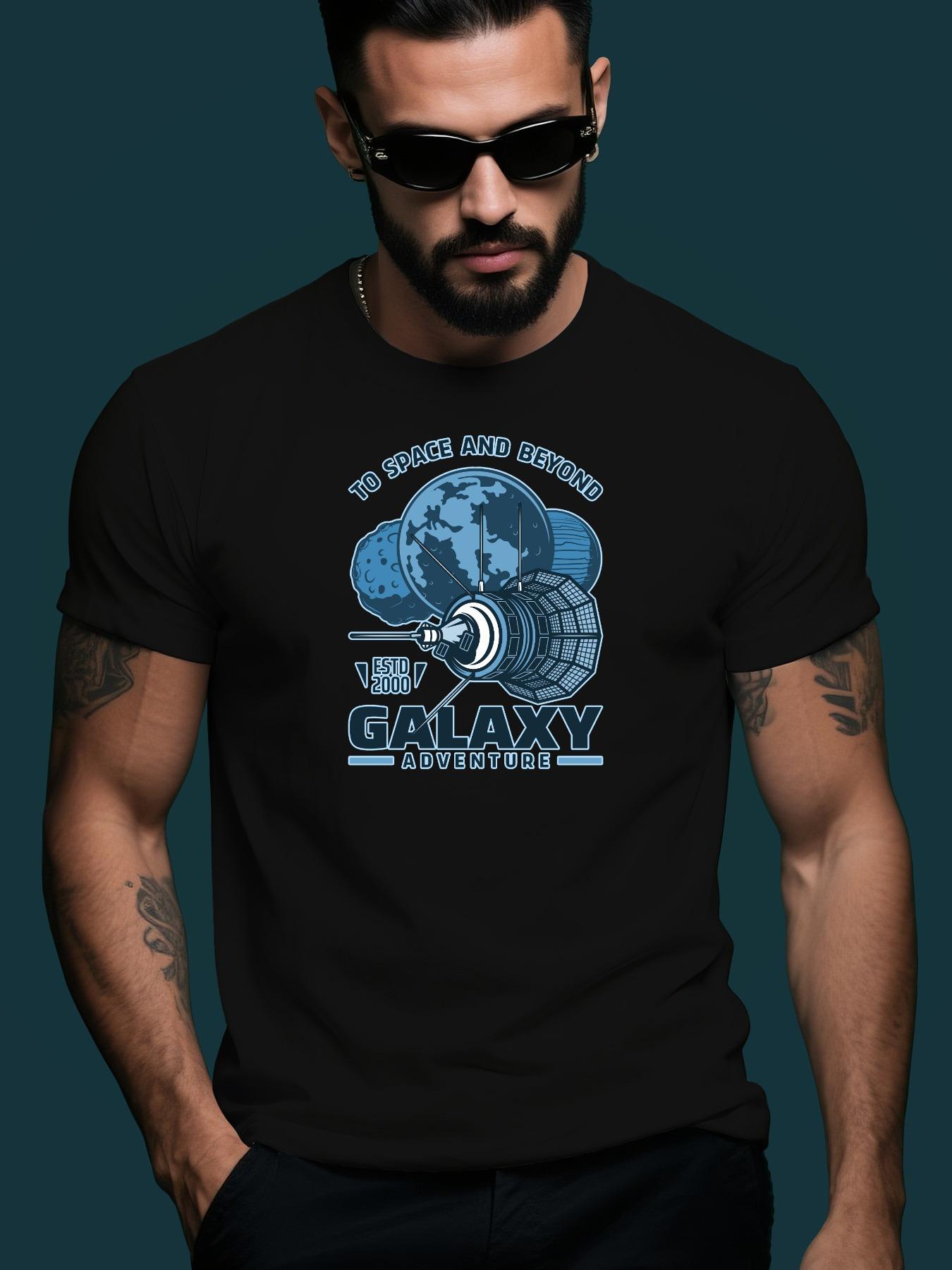 Galaxy Satellite and Planet Trendy Streetwear Summer Casu... XL