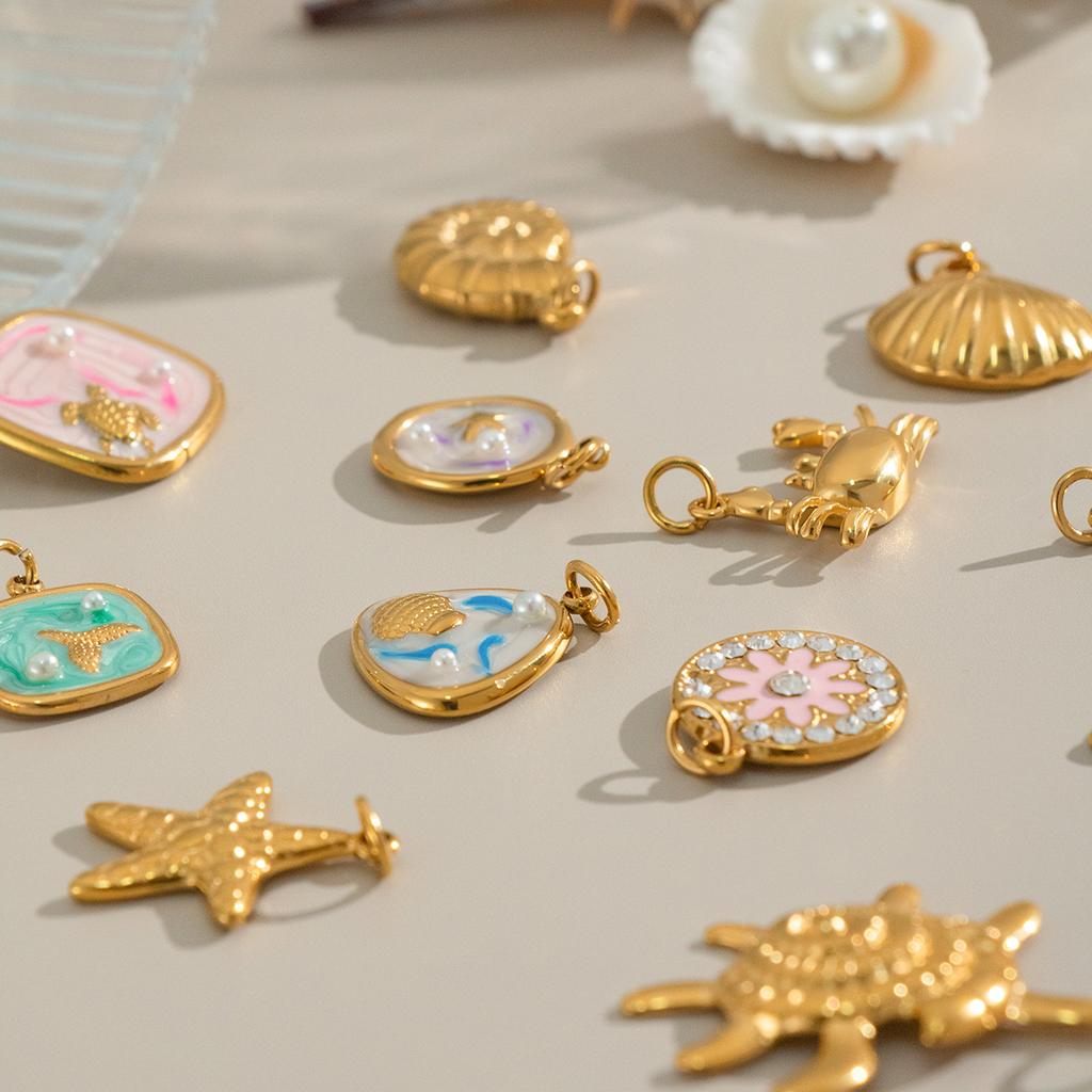  Ocean Style Hot Sale Small Animal DIY Pendant Accessories Waterproof Smooth Metal Handmade Polished Jewelry