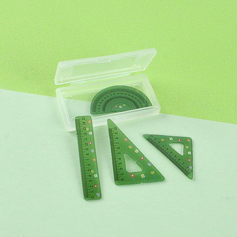4Pcs/Set Dollhouse Simulation Learning Ruler Model Toy Mini Plastic Rulers Set Square Learning Props Children'S Learning Gifts