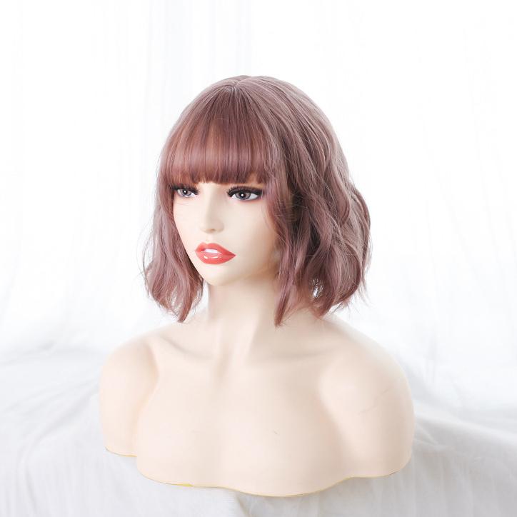 Ženy Krátké vlasy Vlnitá růže Černý pudr Air Bangs Denní nošení syntetických vlasů