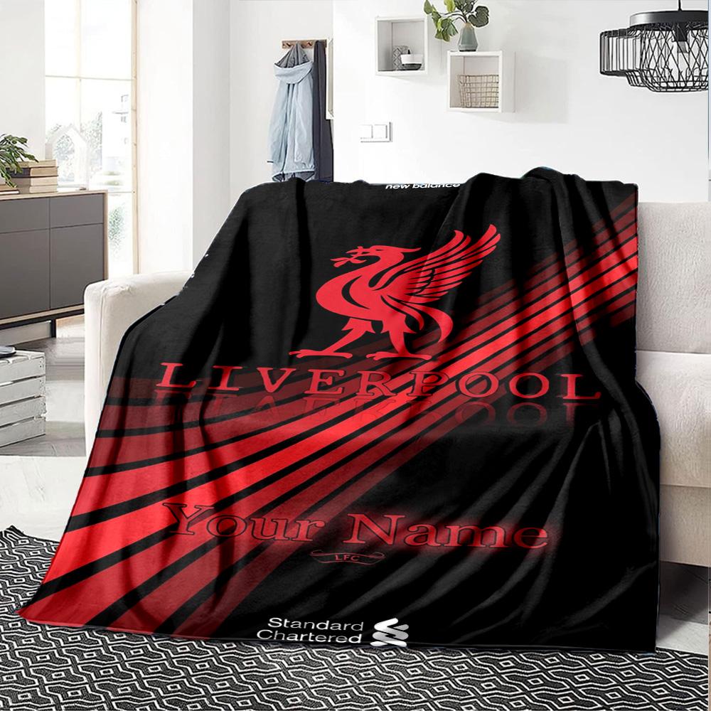 Liverpool Personalized Name Blanket Gift Personalized Blanket Durable Comfort Throw For Picnics Livingroom Living Room Sofa All-Season Use
