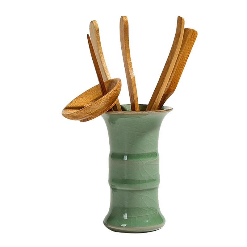 Longquan Celadon Ceramic Tea Accessory Six-Piece Flower Vase Set