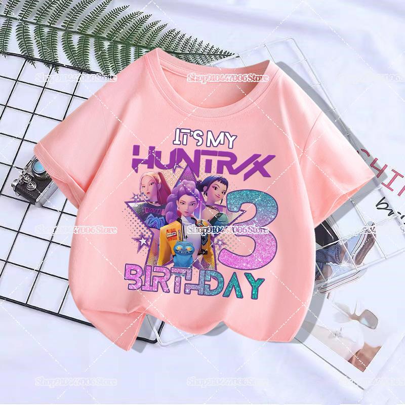 Kpop Demon Hunters Kids T-shirt Kawaii Cotton Birthday Tops Party Wear Girls Tee Summer Short Sleeve Top