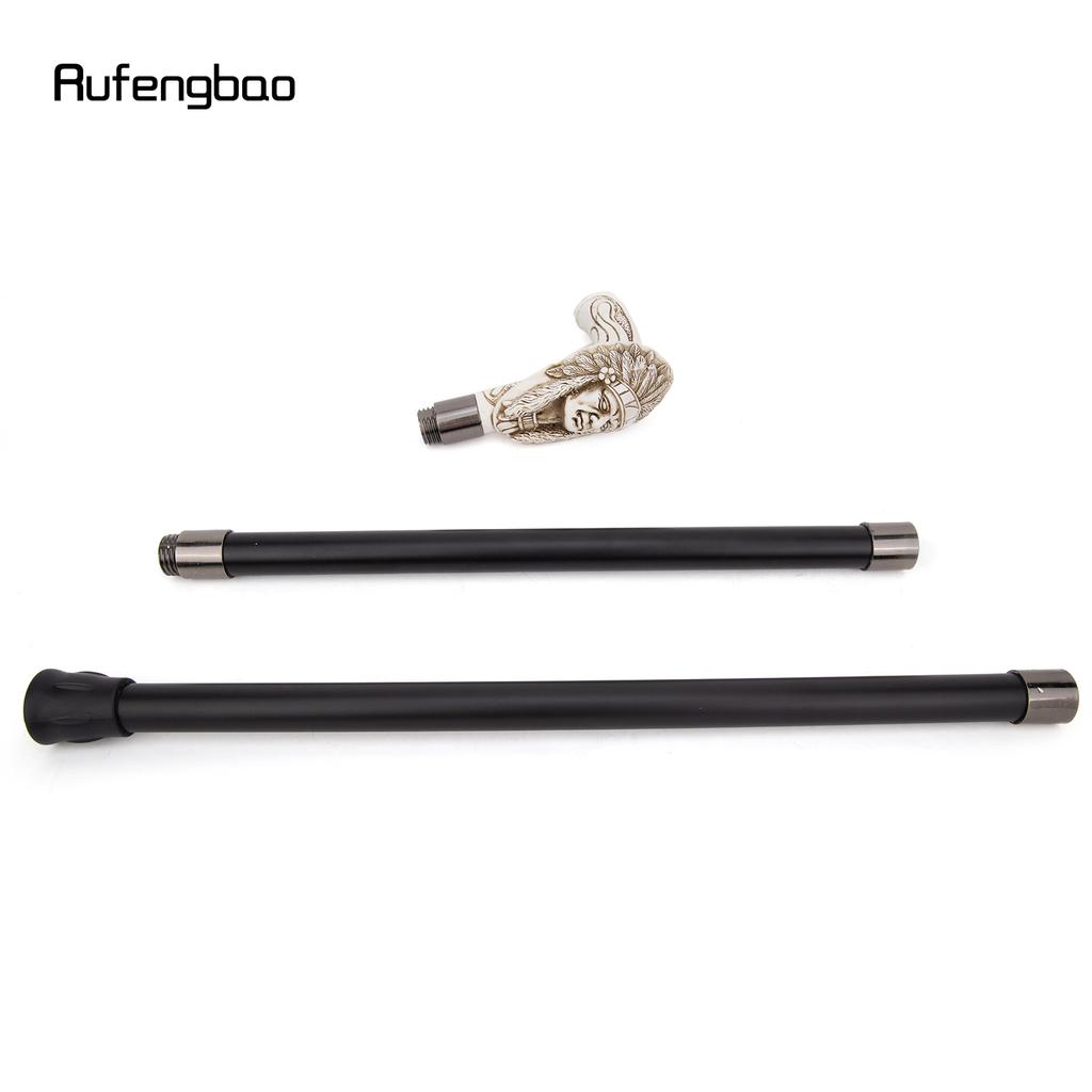 White Resin Feather Skull Head Walking Cane Fashion Decorative Steel Stick Gentleman Elegant Cosplay Cane Knob Crosier 97cm