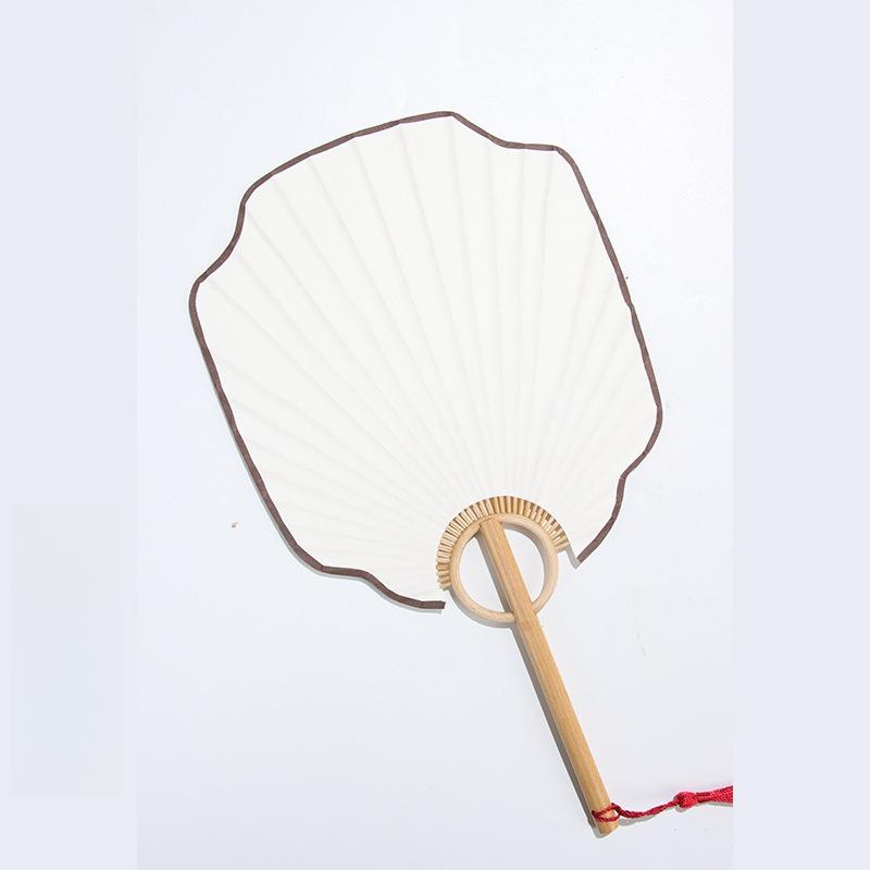

Расписанный вручную круглый веер в китайском стиле, деревянная ручка, рисовая бумага, неокрашенный, для DIY, художественное украшение, веер из камфорного дерева, ручной работы белый