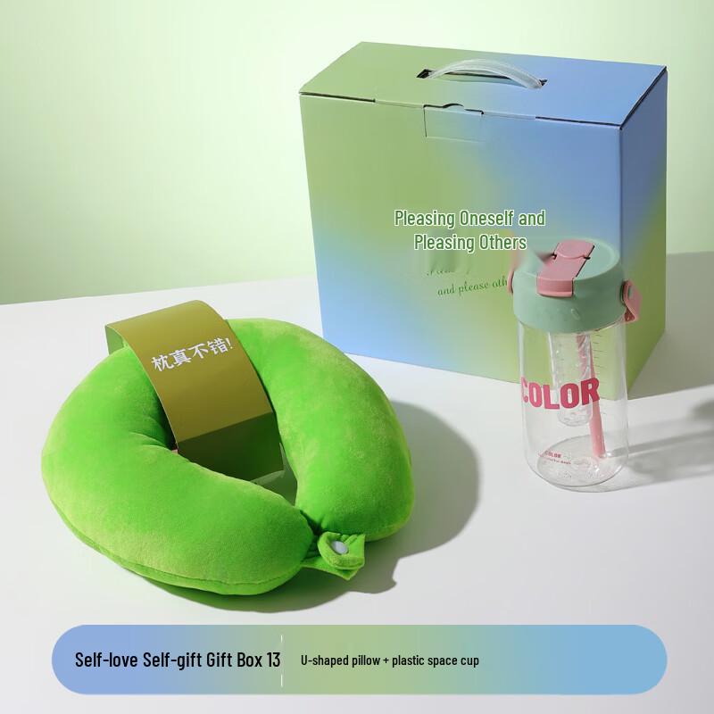 U-shaped Pillow and Water Bottle Gift Set
