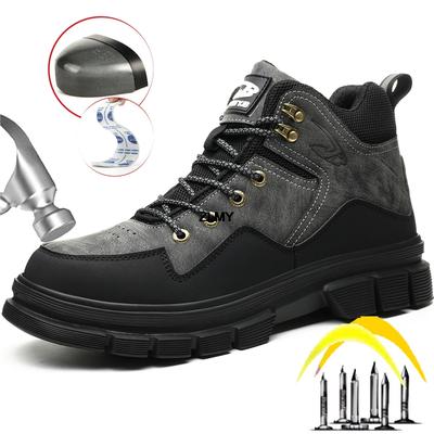 Comfort Work Safety Boots Men Steel Toe Ankle Boots Anti-smash Anti-stab Safety Shoes Man Outdoor Work Shoes Protective Footwear
