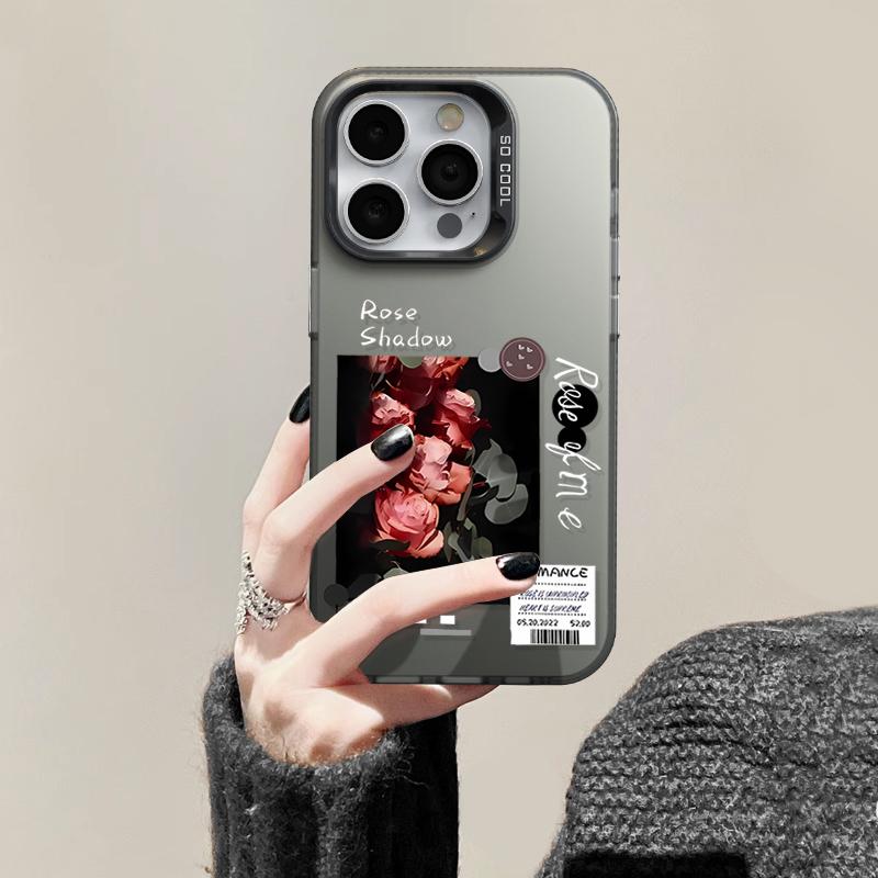 Verbesserte IMD-Hülle mit romantischem Rosen-Blumendruck, stoßfeste, schützende weiche TPU-Hülle, vollständige Rückseite für iPhone Samsung