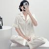 Women's 2025 Ice Silk Pajamas: Summer Thin, Loose Fit, Short Sleeve & Long Pants Set for Spring/Autumn