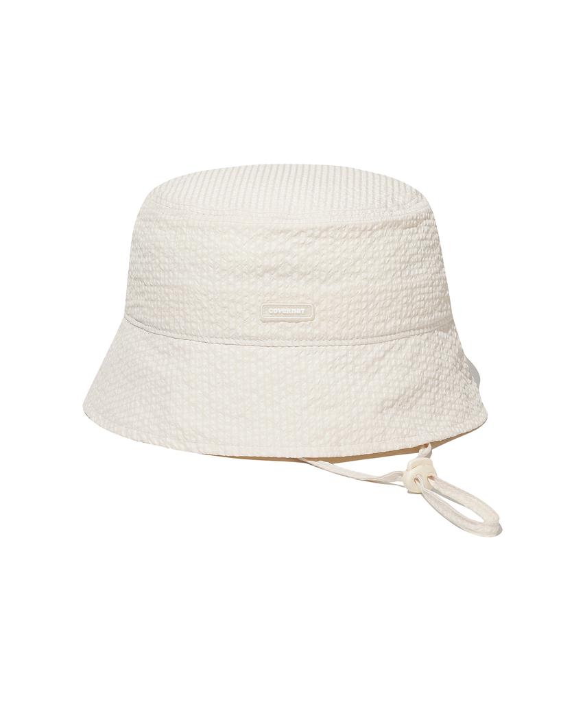 COVERNAT WOMAN Seersucker Bucket Hat Ivory