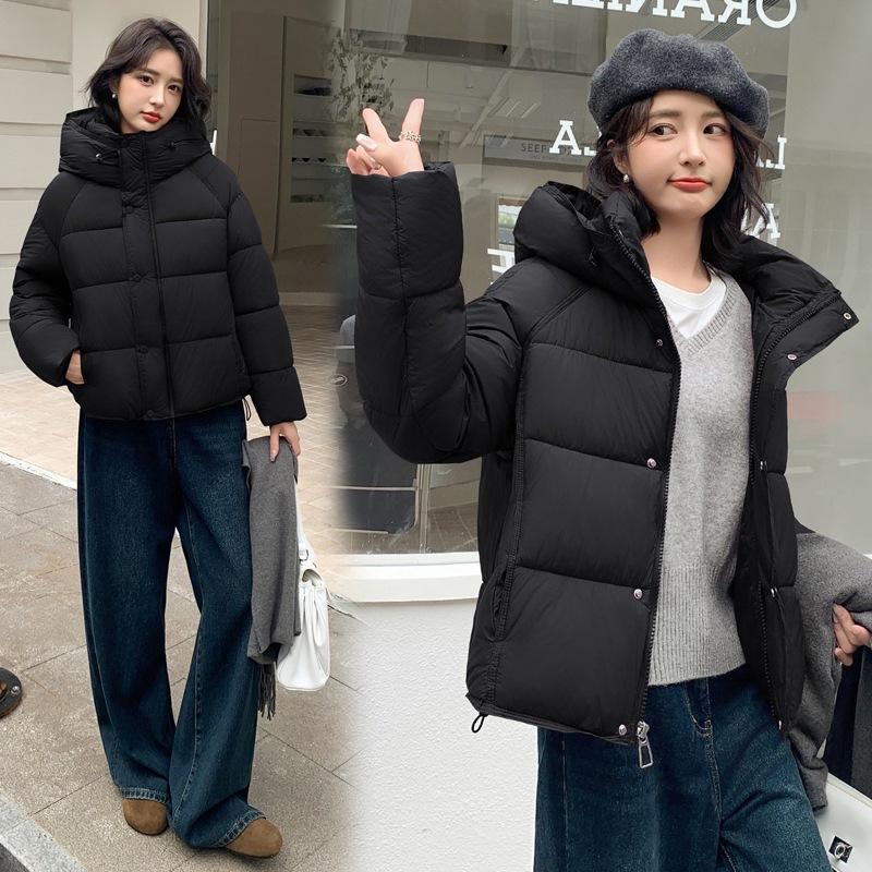 Soft Waxy Puffs Short Hooded Down Cotton Clothes Women's Winter New Loose and Thin Small Bread Clothes Trendy
