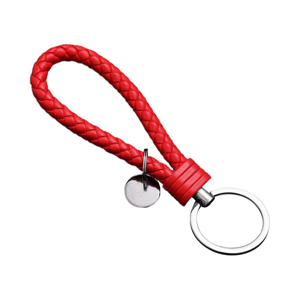 Leather Braided Woven Rope Keychain Diy Bag Pendant Key Car Holder Keyring