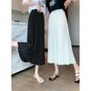 Black Mid Length Pleated Skirt with A Thin, High Waisted and Drooping Feel for Summer The Pleated Mid Length Skirt
