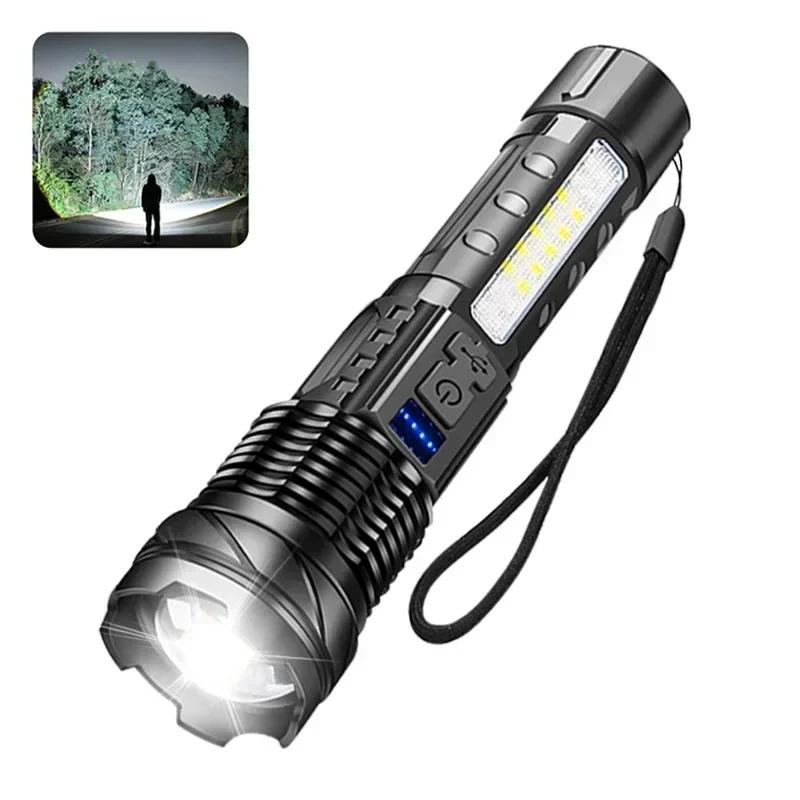 Ultra Bright Zoomable LED Flashlight,Rechargeable 3 Lighting Modes Portable High Lumens Outdoor Camping Fishing Emergency Hiking