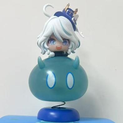 Genshin Impact Furina de Fontaine Honkai Impact 3rd Anya Lizi Reverist Calico Car Office Desk Bobblehead Decoration Figure Toys