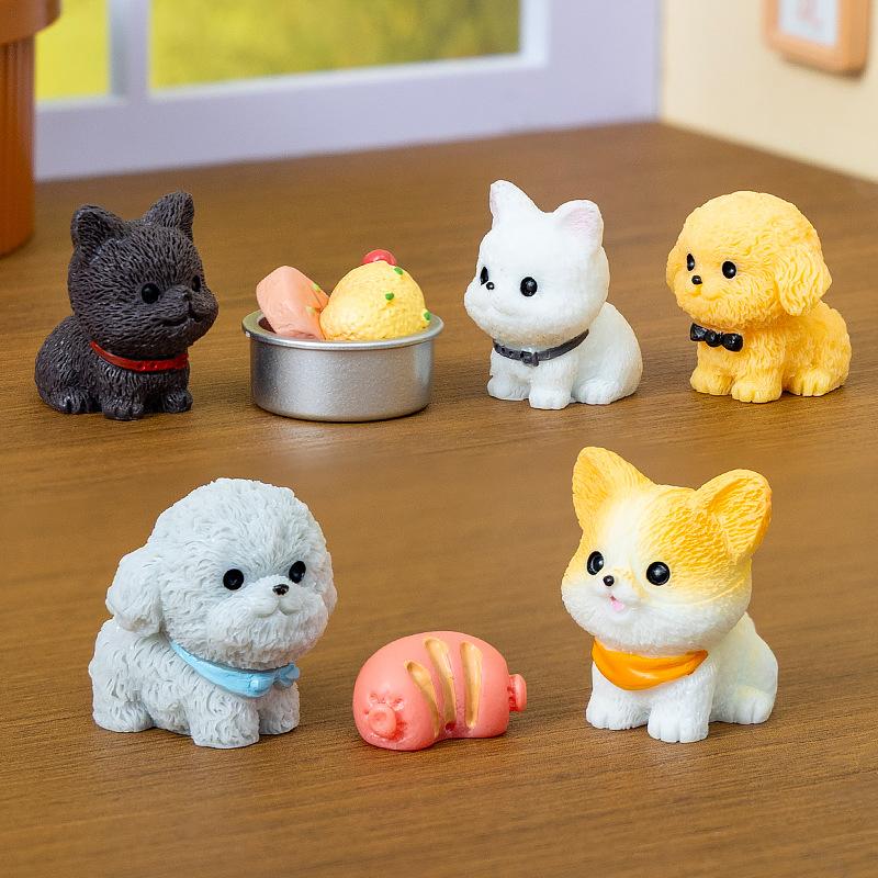 12/14 Stuks Schattige Simulatie Hond Puppy Dier Decoratie Hars Ambacht Miniature Figuur Voor Bonsai Microlandschap Sprookjestuin Decor