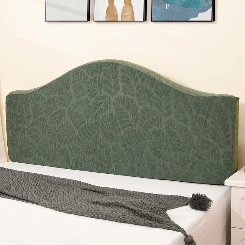 Elastic Headboard Cover Home Hotel Soft Dustproof Headboard Cover Half Arc Shape All-inclusive Velvet Headboard Protector Cover