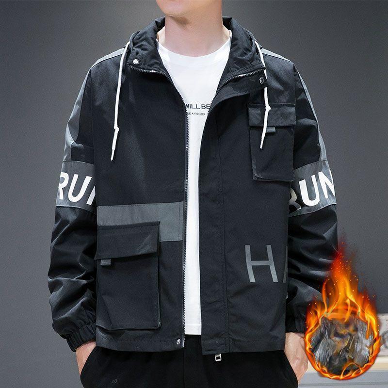 Jacket Men's Spring, Autumn and Winter New Ins Trend Hooded Casual Versatile Loose Jacket Top Clothes