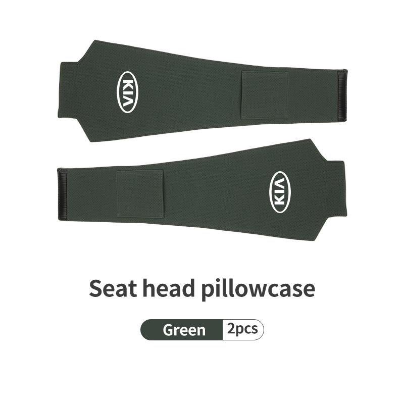 AAAFR1 Car Logo Headrest Cover Suede Perforated Breathable Head Pillowcase Pads For KIA Cerato Proceed Venga Stonic Picanto Sorento