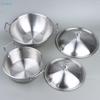 Stainless Steel Double Handle Noodle Bowl with Bear Lid,Thickened Large Capacity Korean Rice Wine Bowl