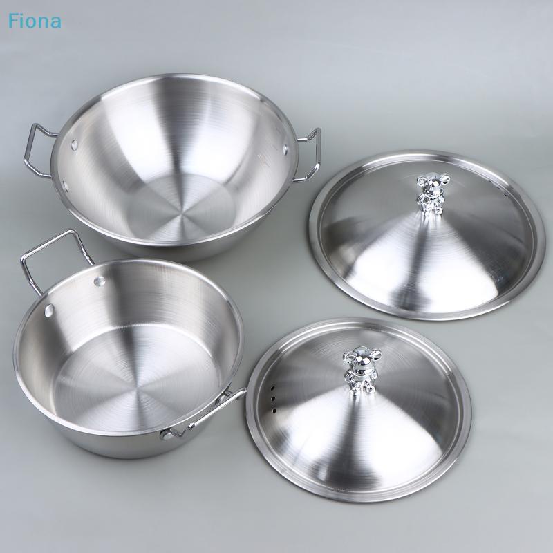 Stainless Steel Double Handle Noodle Bowl with Bear Lid,Thickened Large Capacity Korean Rice Wine Bowl