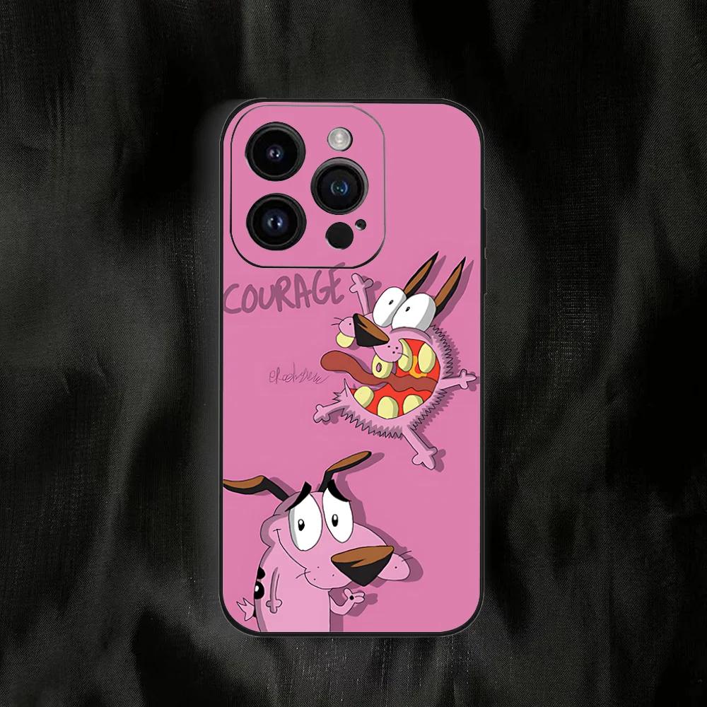 Cartoon C-Courage The C-Cowardly D-Dog Phone Case For Iphone 16 15 11 13 14 Pro Max 7 8 Plus X Xr Xs Max 12mini Black Shell Case