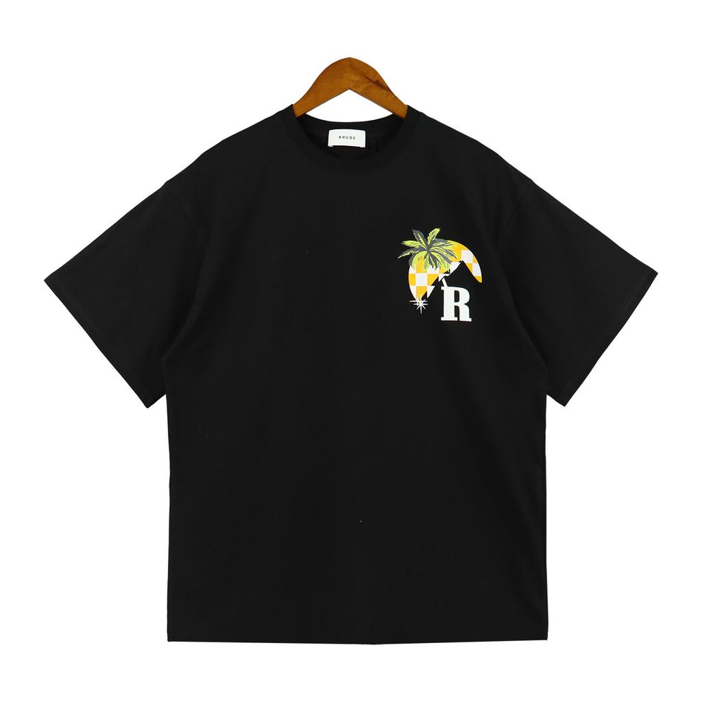 24SS New American Vintage High Street RHUDE Simple Letter Print Couple Street Loose Casual Versatile Pure Style