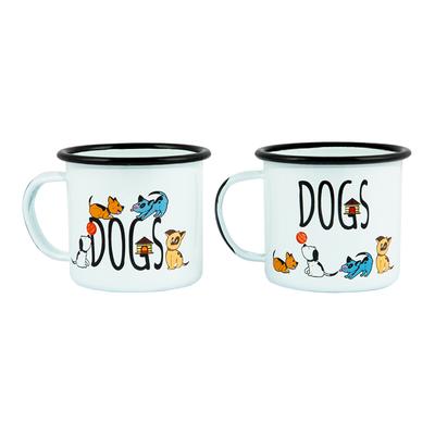 Dogs Enamel Mugs Set Pack of 2