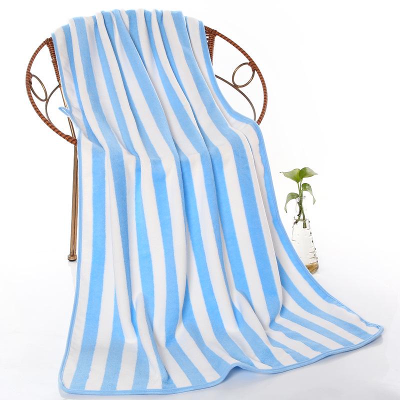Coral Fleece Striped Bath Towel Set, Large & Thick, 70 x 140 cm, Absorbent Gift for Adults.