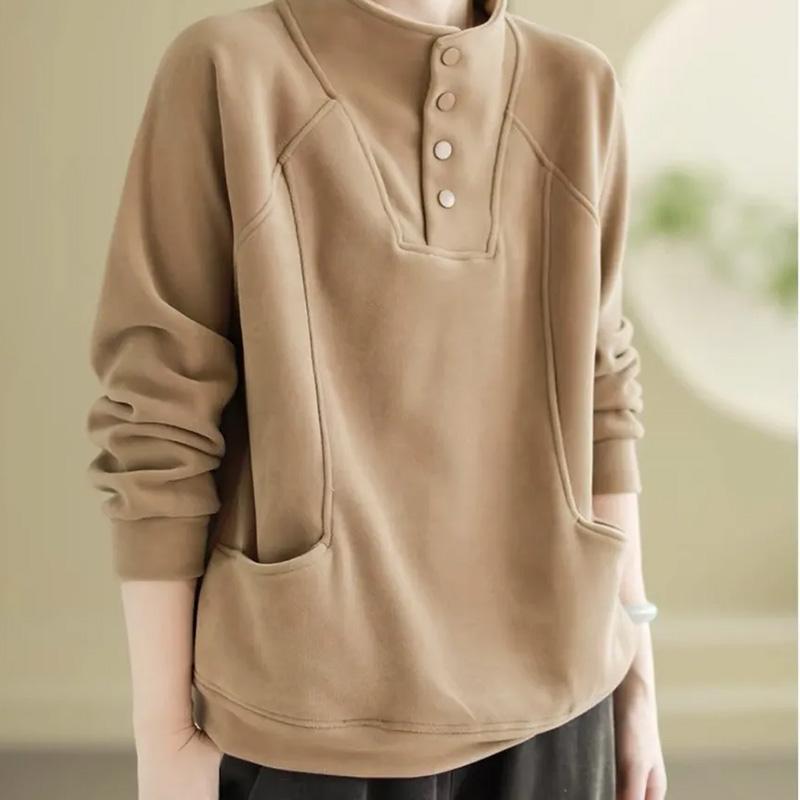Sweatshirt for Women Cotton Oversize Fleece Thickened Loose Round Neck Casual Pullover Long Sleeve Top Sweatshirt