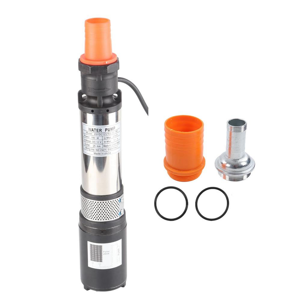 DC 12V Solar Water Pump Copper Wire Motor High Lift Stainless Steel Submersible Well Pump 180W
