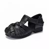Fashion Shoes Breathable All-Match Female Sandal 2025 Women's Girls Real Comfort Retro New Summer Flat Closed Scandals Casual Genuine Le