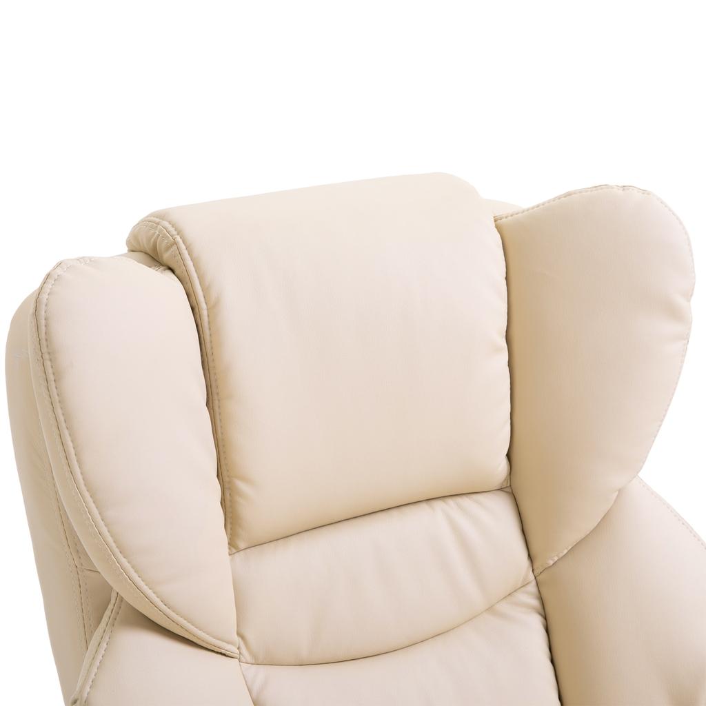 360 degrees Swivel Recliner Chair with Footstool, PU Leather Manual Recliner Armchair with Footstool, Solid Wood Base