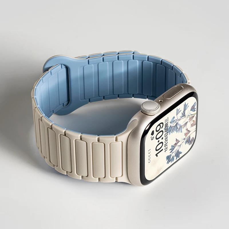 Silicone Strap for Apple Watch Ultra 2 49mm 42mm 45mm 41mm 44mm 40mm Magnetic Band for iWatch Series 10 46mm 9 8 7 6 SE 5 4 3