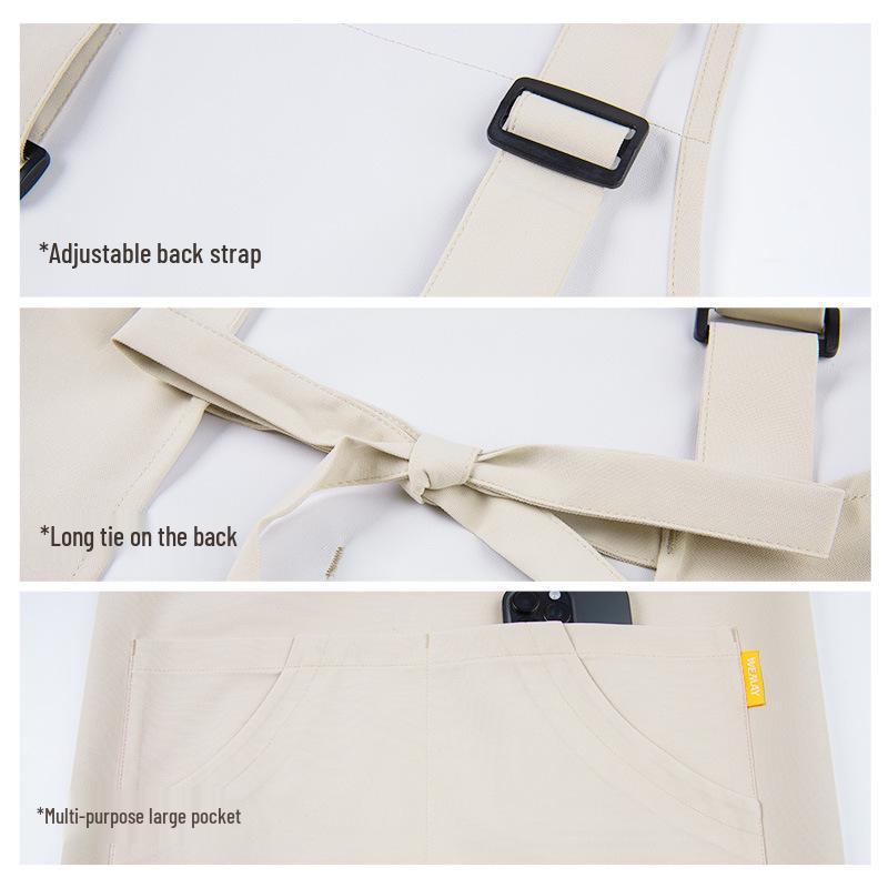 Waterproof Oxford Cloth Apron with Wear-Resistant Shoulder Strap for Milk Tea Shops, Baking, and Hot Pot Restaurants - Custom LOGO Printing Available