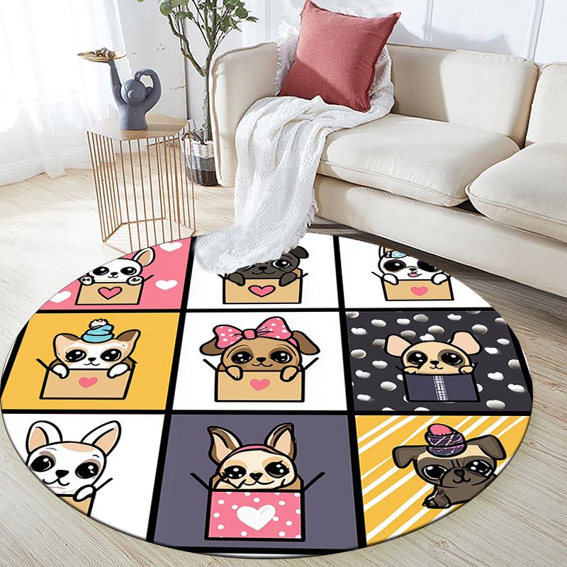 Cartoon Animal Pattern Round rug,Carpet Rug for Living Room Bedroom Sofa Playroom Decor,Non-slip Floor Mat,Holiday Gifts and Birthday Gifts.