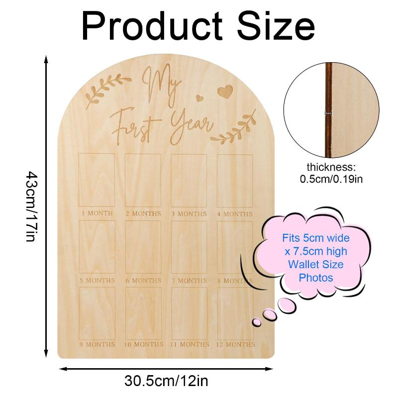 Baby First Year Wooden Photo Board 12 Monthly Milestone Picture Frame For One Year Birthday Photography Decoration Sign