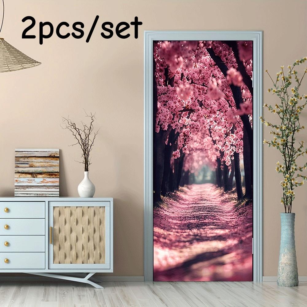 

2pcs Romantic Pink Cherry Blossom Tunnel Wall Stickers Warm Living Room Bedroom Entrance Decoration Stickers Home Wall Beautific (as the picture,38.5x200cmx2)