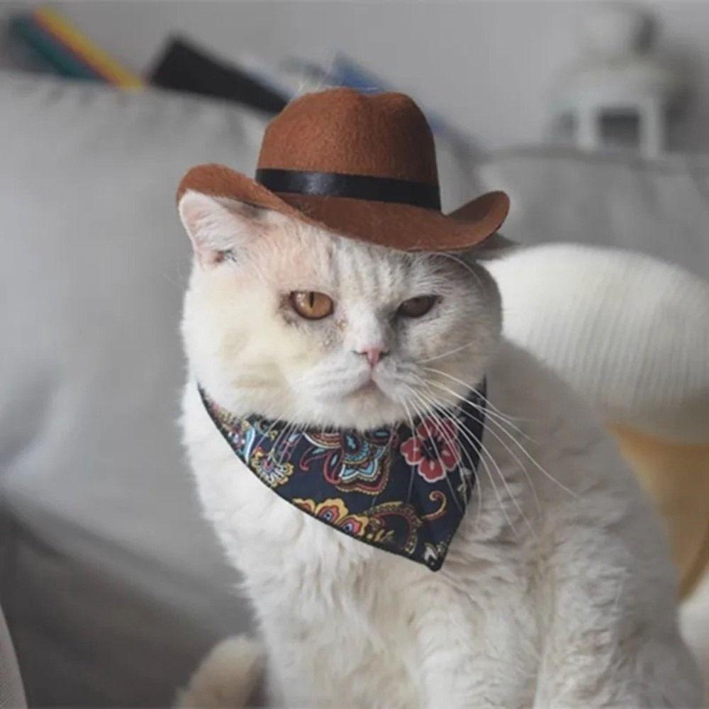 Cute Pet Cowboy Hat Breathable Cosplay Cap Bandana Pet Supplies Pet Costume  For Cats and Dogs