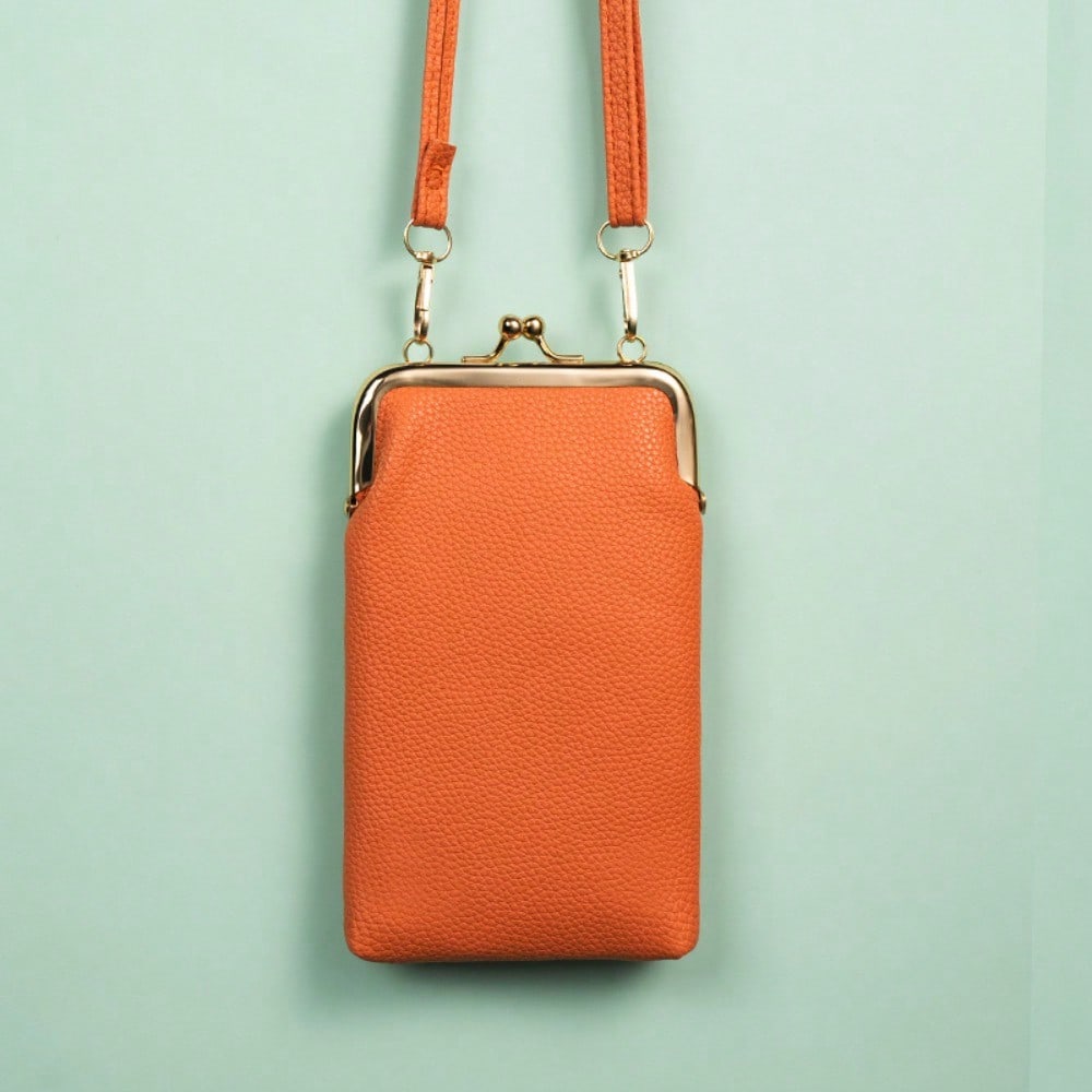 Sac de téléphone portable Sac bandoulière Portefeuille vertical orange multicolore